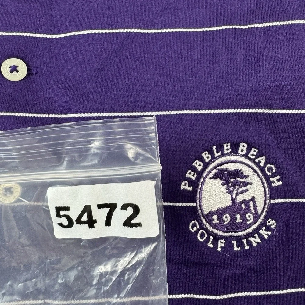 Polo Ralph Lauren Golf VTG Purple Striped Cotton Pebble Beach Link Polo SZ M NWT